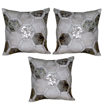 Hilason Cowhide Leather Hair-On Patchwork Cushion Pillow Cover